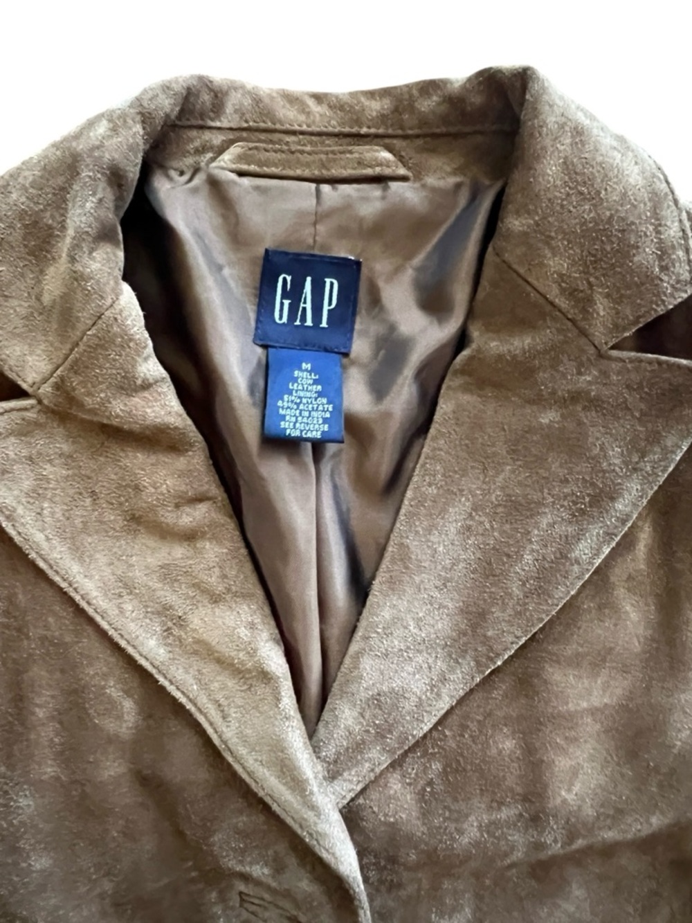 GAP Brown Suede Leather Blazer Women’s Medium Button Front Classic Vintage - Picture 3 of 6